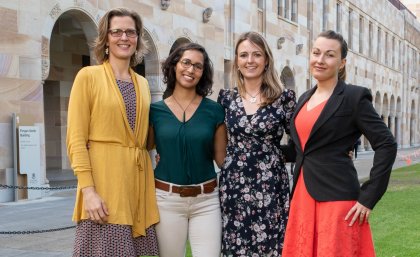 Homeward Bound adventurers, from left, Dr Anna Vinkhuyzen, Bianca Das, Dr Emma Kennedy and Hana Starobova.